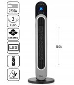 Αερόθερμο Πύργος Zilan ZLN5657 - 2200W, με τηλεχειριστήριο και έλεγχο αφής, χρονοδιακόπτης 12h, προστασία υπερθέρμανσης - Image 3