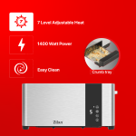 Φρυγανιέρα Zilan ZLN6234 ψηφιακή αφής 1400W - 7 επίπεδα ψησίματος, premium inox - Image 7